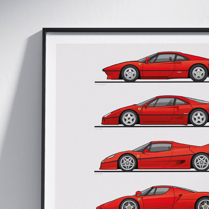 Ferrari Supercars Big 6 (art print) | ROSSOautomobili