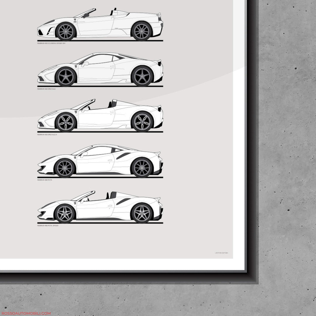 Ferrari V8 Sport Specials (art print) | ROSSOautomobili
