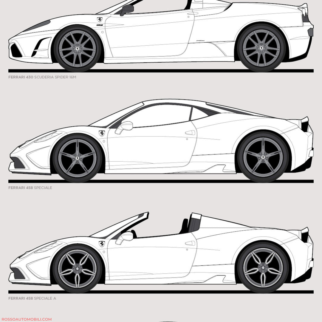 Ferrari V8 Sport Specials (art print) | ROSSOautomobili
