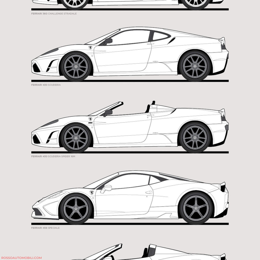 Ferrari V8 Sport Specials (art print) | ROSSOautomobili